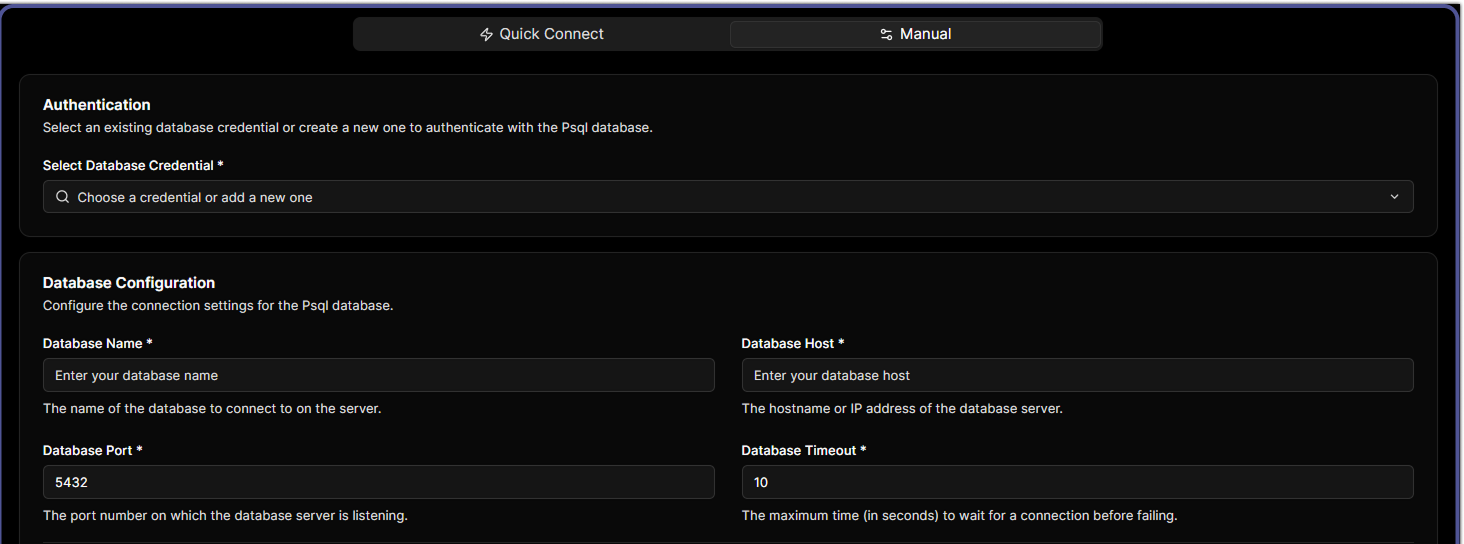 Manual Connect PostgreSQL Method